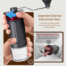 Hand Coffee Grinder, LHKLUK Adjustable Coffee Grinder, Textured ABS Body & Soda-Lime Glass, Ceramic Burr, Compact & Portable for Home/Outdoor/Cold Brew