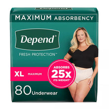 Ropa interior para la incontinencia Depend Fresh Protection para mujeres adultas, extragrande - Rosa, 80 unidades.
