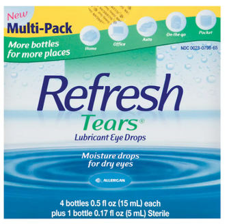 Refresh Tears Lubricant Eye Drops Multipack, 4 ct./0.5 fl. oz. with Sterile Drops Bottle, 0.17 oz