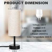 Walchoice Table Lamp Set of 2, Touch Control Desk Reading Lamp with USB A+C Charging Ports, 3-Way Dimmable Nightstand Lamps for Bedroom/ Living Room, Round Flaxen Shade