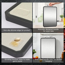 Double-Sided Cutting Board, AOKIWO Large Cutting Boards with Handle & Knife Protector finger guard，Non toxic Stainless Steel Wheat straw PP Chopping Board for Kitchen meat and vegetables-16 * 11 Inch