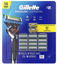 Gillette ProGlide Men's Razor Blades, 12 Refills and ProGlide Shield Men's Razor Blades, 2 Refills