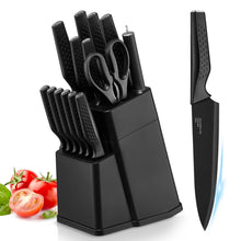 Vesteel Knife Block Set for Kitchen, 15-Piece High Carbon Stainless Steel Knives Set with Ergonomic Handle, Ultra-sharp & Rust Resistant