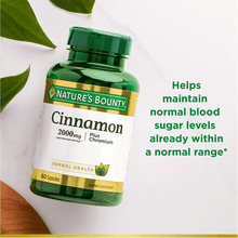 Nature's Bounty Cinnamon Supplement + Chromium; 2000 mg; 60 Capsules