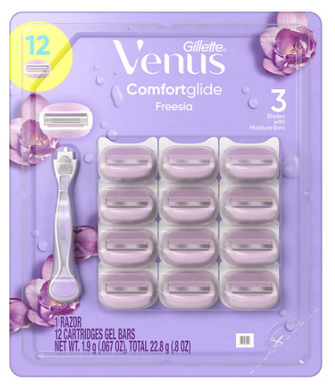 Gillette Venus ComfortGlide Freesia Scented Women's Razor with 12 ct. Refill