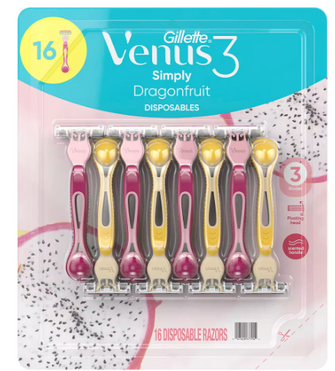 Gillette Venus Simply 3 Dragonfruit Women's Disposable Razor, 16 ct.