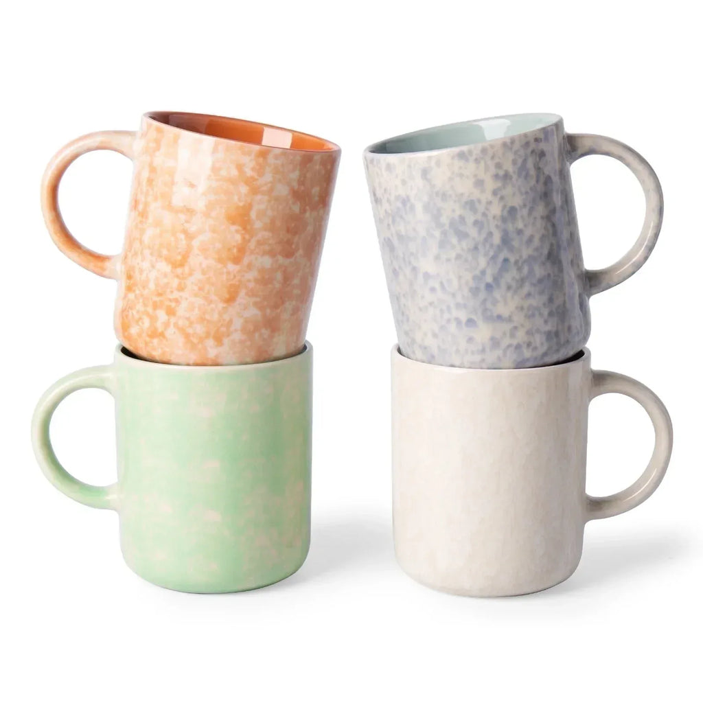Small Mugs Less AlOFMO 17oz Ceramic Coffee Mugs Set of 4, Coffee Cups with Handles, Te ...