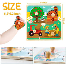 Puzzles for Kids, Wooden Peg Puzzles for Toddlers 2 3 4 Years Old, 4 Pcs Montessori Educational Learning Puzzles Set - Dinosaur, Farm, Sea Animal and Fruit