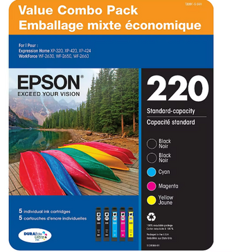 Epson T220 Series Multi-Color Combo Ink Pack, 5 ct.