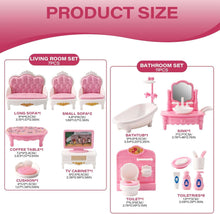 Dollhouse Furniture Set Accessories,Small Dollhouse Miniature Pretend Play Family Toys Gift,Toddler Boy Girl Kid 3Y+ Mini Bedroom/Livingroom/Bathroom/Kitchen