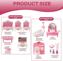 Dollhouse Furniture Set Accessories,Small Dollhouse Miniature Pretend Play Family Toys Gift,Toddler Boy Girl Kid 3Y+ Mini Bedroom/Livingroom/Bathroom/Kitchen