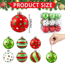 18-Pack Christmas Ornament Balls, 2.4 Inch Glittered Plastic Baubles with Polka Dot Designs, Red Green White Hanging Decor for Xmas Tree, Home, Party