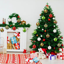 18-Pack Christmas Ornament Balls, 2.4 Inch Glittered Plastic Baubles with Polka Dot Designs, Red Green White Hanging Decor for Xmas Tree, Home, Party