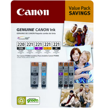 Canon PG-220 and CL-221 Combo Ink Cartridges, 5 Pack