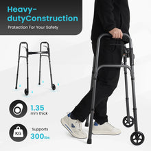 Naipo Compact Folding Walker for Seniors & Adults, Deluxe Lightweight Mobility Aids Walker with 5" Wheels and Trigger Release up to 300 lbs, Aluminium - Brands For Less USA