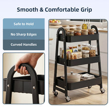 Gianna Utility Cart, Metal, 3‑Tier, Lockable Caster Wheels , 360° Rolling, Black