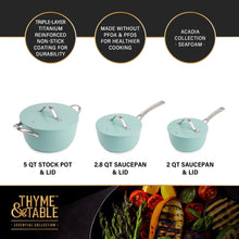 Thyme & Table 12 Piece Non-Stick Acadia Cookware Set, Pots and Pans Set - Blue - Brands For Less USA