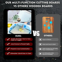 Double-Sided Cutting Board, AOKIWO Large Cutting Boards with Handle & Knife Protector finger guard，Non toxic Stainless Steel Wheat straw PP Chopping Board for Kitchen meat and vegetables-16 * 11 Inch