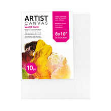 Studio Stretched Canvas, 8"X10", 10 Pack, 100% Cotton Acid Free, White, Academic Canvas, For All Skill Levels