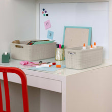 Curver Jute Narrow Beige Plastic Decorative Storage Basket, 13.6 in x 6.7 in x 5.7 in