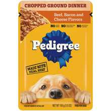(24 pack) Pedigree Chopped Ground Dinner Wet Food with Beef, Bacon, & Cheese Flavor, 3.5 oz Pouches, 16 Count