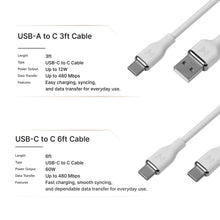 Member's Mark Silicone USB-C Cable Set, 2pack(3' USB-A to USB-C & 6' USB-C to USB-C)