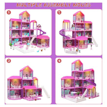 Huge Wave Dollhouse Playset Girl Toys, 36 inch 11 Large Rooms with Doll Toy Figures, with Warm Light, Princess Doll House Birthday Gift for Girls Ages 3-8