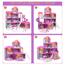 Huge Wave Dollhouse Playset Girl Toys, 36 inch 11 Large Rooms with Doll Toy Figures, with Warm Light, Princess Doll House Birthday Gift for Girls Ages 3-8