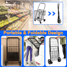 Folding Shopping Cart, Heavy Duty Grocery Cart with Removable Basket, 360° Rolling Laundry Cart & Lightweight Trolley for Shopping, Grocery, Laundry, Supermarket, Camping, Outdoor, Beach