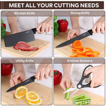 Vesteel Kitchen Knife Set of 7, Professional Stainless Steel Knives Set for Kitchen with Universal Knife Block - Khaki