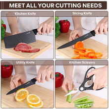 Vesteel Kitchen Knife Set of 7, Professional Stainless Steel Knives Set for Kitchen with Universal Knife Block - Khaki