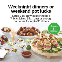 Hamilton Beach 7 Qt Programmable Slow Cooker, Stoneware Crock with Removable Pot, Includes Party Dipper Food Warmer, Stainless Steel