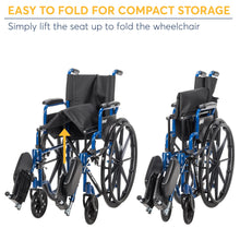 Drive Medical Blue Streak Wheelchair with Flipback Desk Arms, Elevating Leg Rests, 18" Seat, Steel Frame - Brands For Less USA