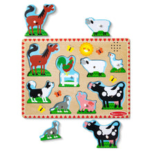 Melissa & Doug Farm Animals Sound Puzzle - Wooden Peg Puzzle with Sound Effects (8 Pcs)