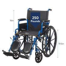 Drive Medical Blue Streak Wheelchair with Flipback Desk Arms, Elevating Leg Rests, 18" Seat, Steel Frame - Brands For Less USA
