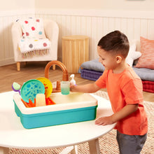 Battat Splash & Sparkle Sink Plastic Real Faucet and Magic Dishes, Toddler and Preschool Toys