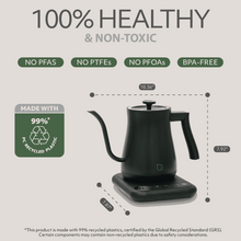 Willow Kitchen 1L Gooseneck Electric Kettle for Pour Over Coffee & Tea, Temperature Control & Automatic Shutoff, Rapid Boil Hot Water Kettle Pot, Black