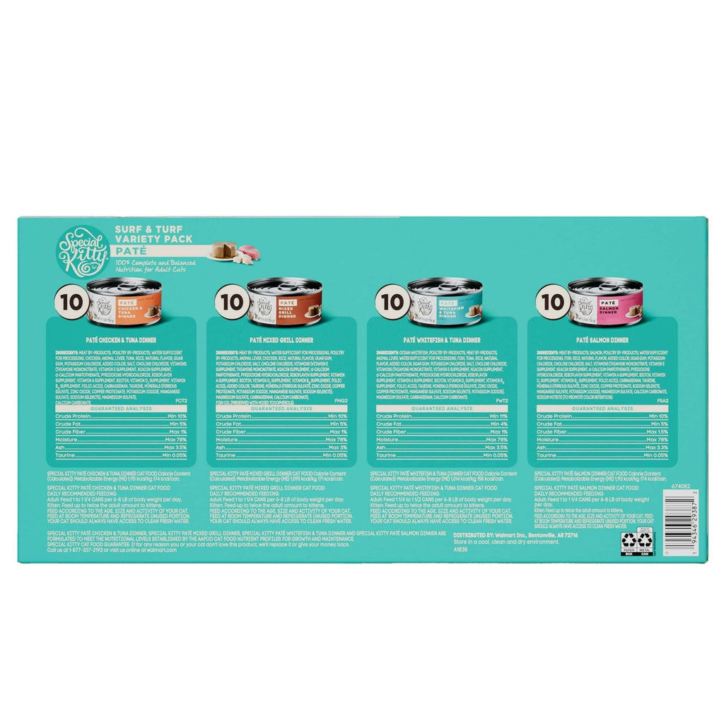 Special Kitty Surf & Turf Pate Wet Cat Food Variety Pack, 5.5 oz Cans ...