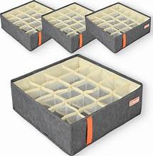 Organizadores de cajones con 20 compartimentos, organizadores de ropa interior y calcetines para ropa, cinturones, almacenamiento en armario - Separadores plegables para calcetines, corbatas, paquete de 4 