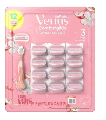 Gillette Venus ComfortGlide White Tea Women's Razor Handle with 12 Bla ...