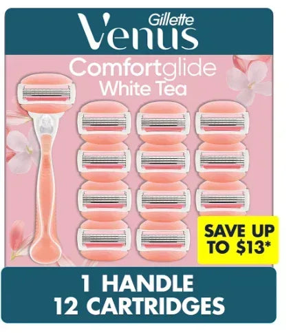 Gillette Venus ComfortGlide White Tea Women's Razor Handle with 12 Bla ...