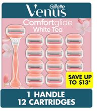 Gillette Venus ComfortGlide White Tea Women's Razor Handle with 12 Blade Refills