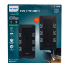 Philips 17-Outlet Surge Tap/Protector Combo Pack - Black/Gray