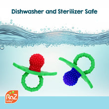 RaZbaby RaZberry Silicone Teether Toy / Multi-Texture Design / Hands Free Design / for Baby 3m+ / Pacifier Style Teether - Brands For Less USA