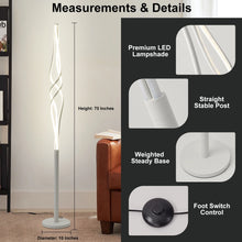 70 Inch Spiral Floor Lamps Modern LED Floor Lamp for Bedroom 34W Dimmable Bedroom Floor Lamp with Remote Control Contemporary Standing Lamp for Living Room Bedroom Kitchen Office