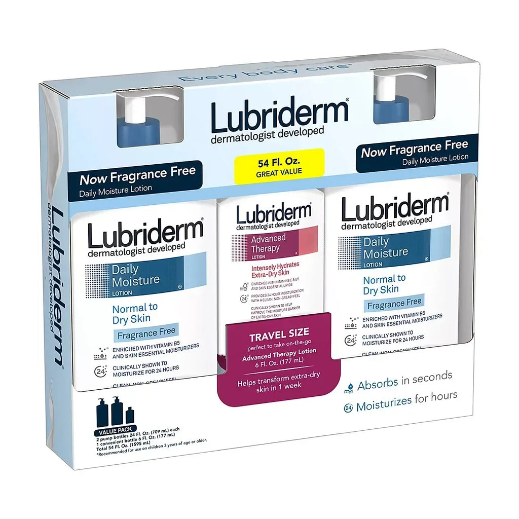 Lubriderm Daily Moisture Unscented & Advanced Therapy Lotion, 3 pk ...