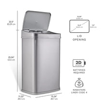 Nine Stars 13.2-Gal. Stainless Steel Sensor Trash Can - Silver