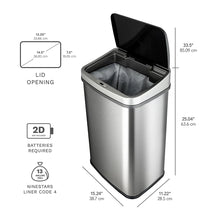 Nine Stars 13.2-Gal. Stainless Steel Sensor Trash Can