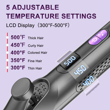 NEXPURE Airflow Styler Curling Iron, Flat Iron Hair Straightener and Curler 2 in 1, Ionic Curling Wand with 360°Cool Air Lock in Style,5 Temps & Anti-Scald, Purple