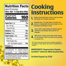 Lundberg Organic Basmati Rice - Regenerative Organic Certified, 2lb Resealable Bag